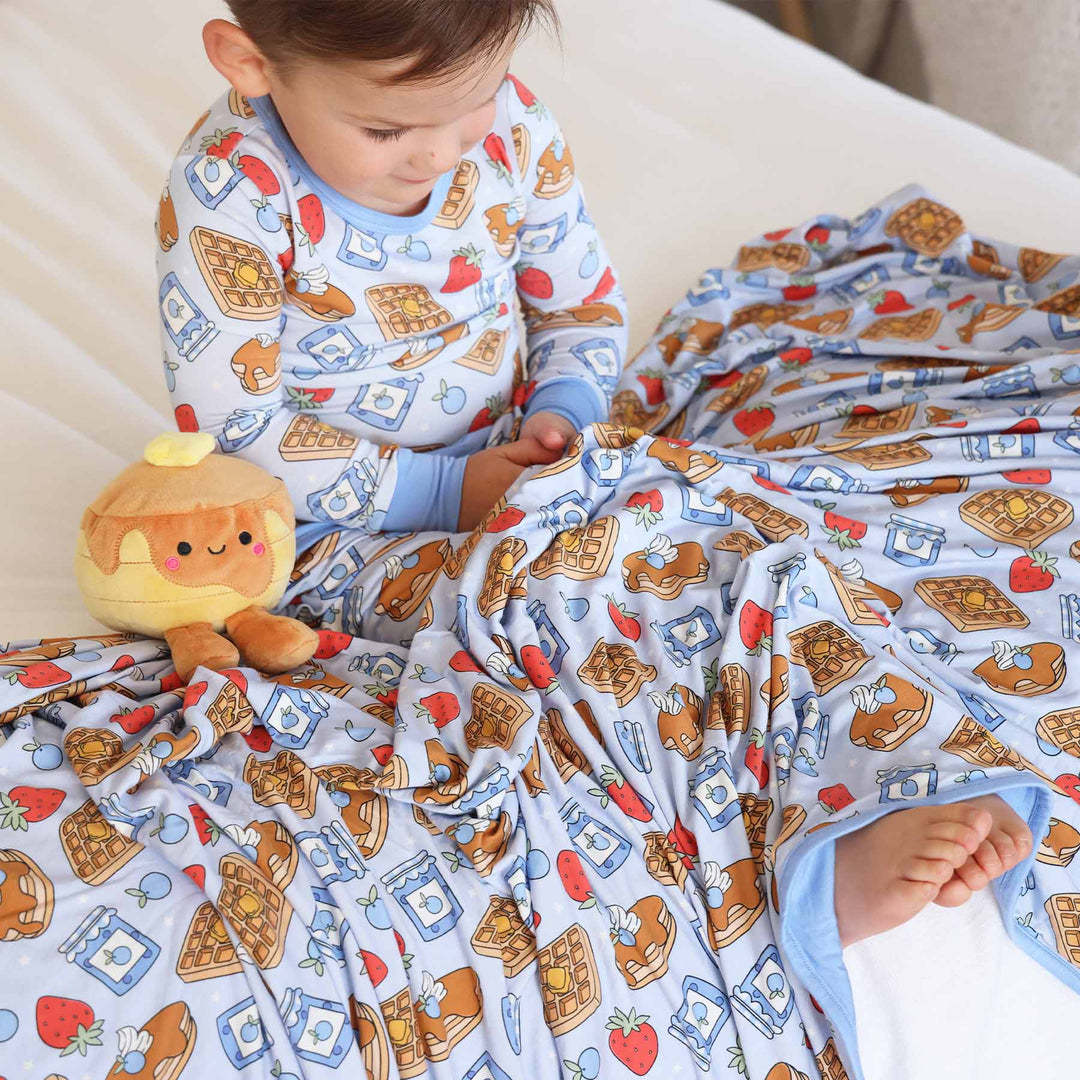 breakfast themed bamboo blanket for boys 