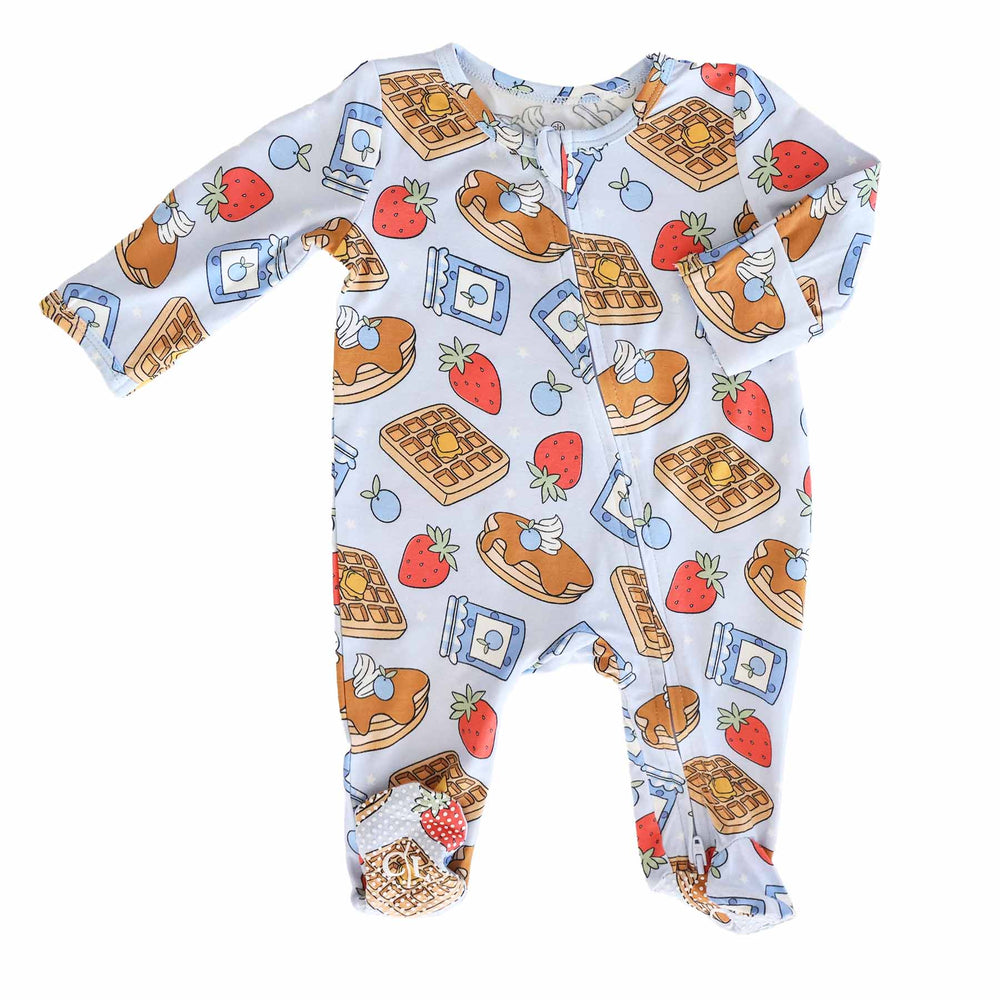 blue sweet stacks baby zipper footie 