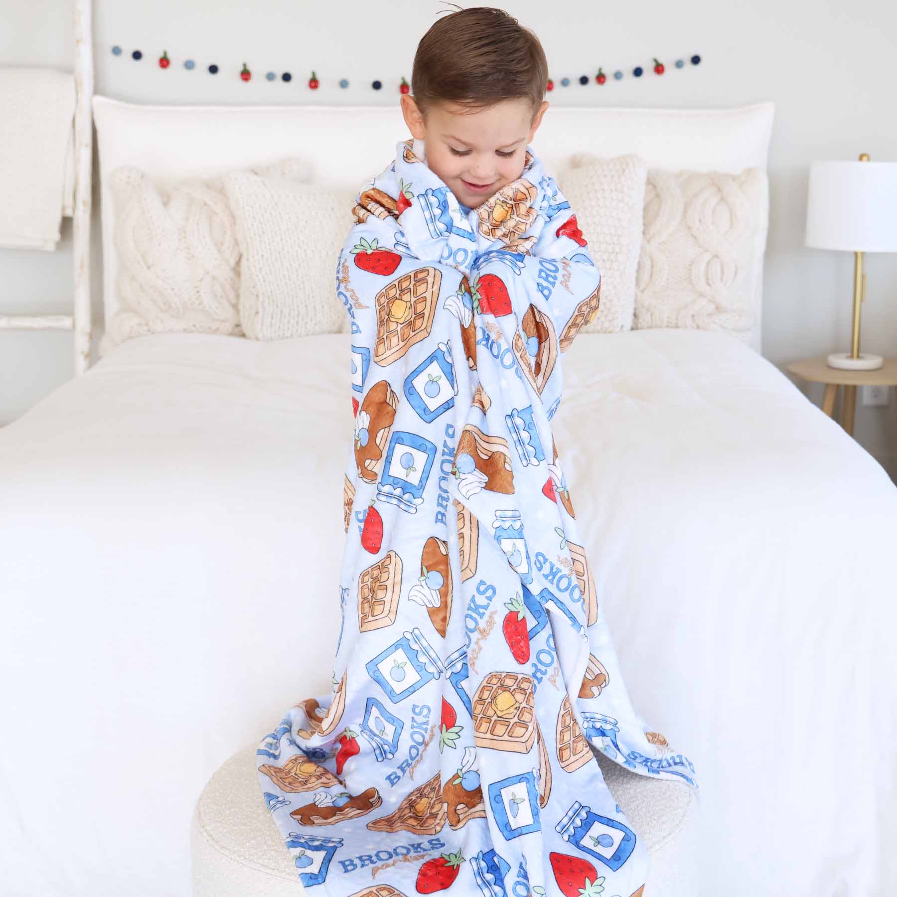 Sweet Stacks Personalized Kids Blanket | Blue