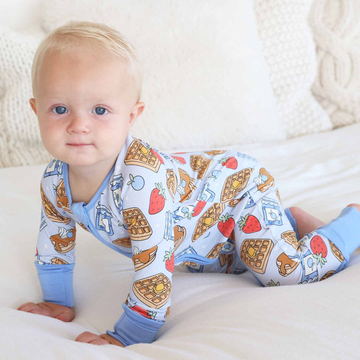 breakfast themed convertible zip romper for boys 