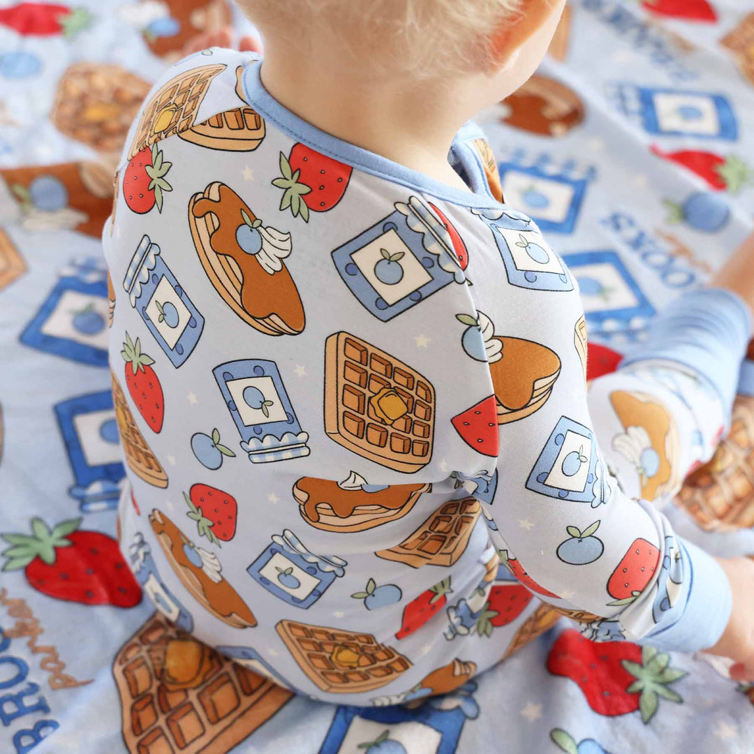 baby zip romper blue sweet stacks 