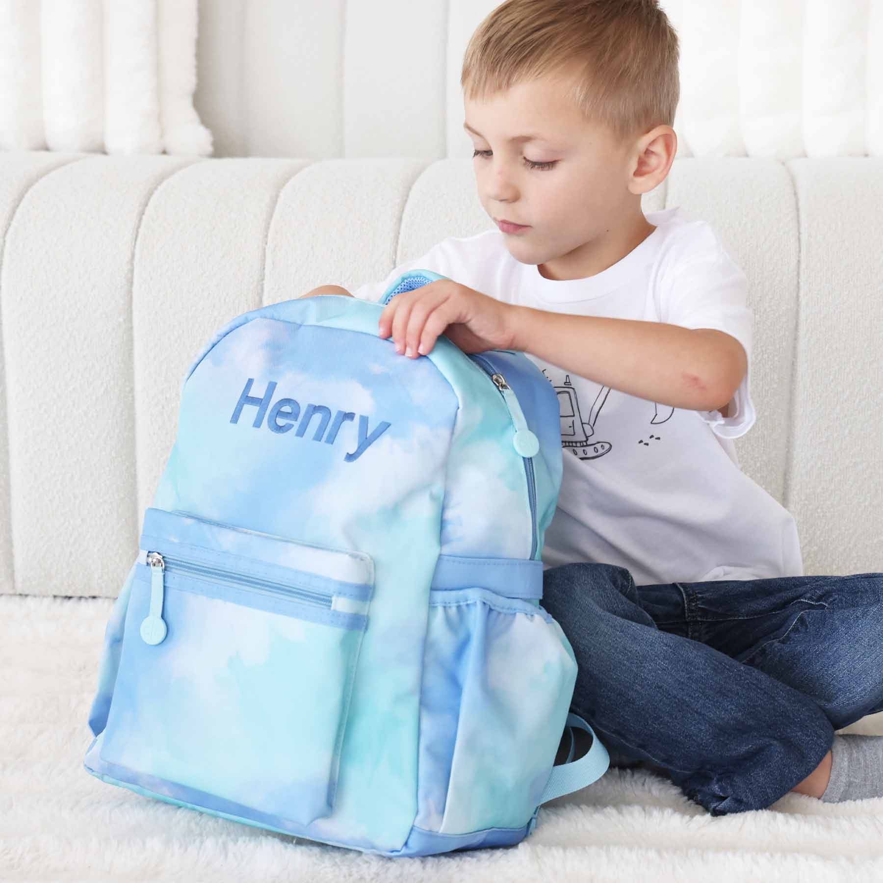 Kids Embroidered Backpack | Tie-Dye Skies