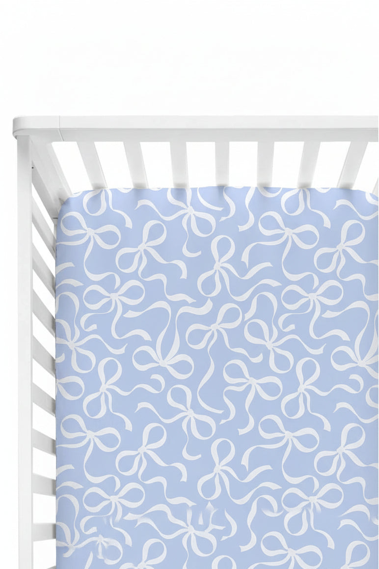 Blue-tiful Bows Crib Sheet | Caden Lane