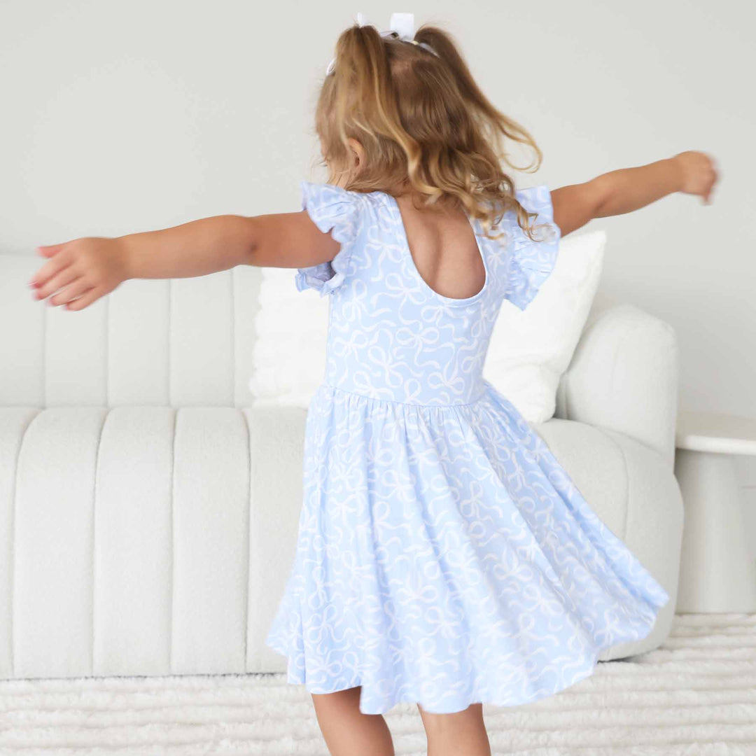 ruffle twirl dress for girls blue-tiful bows 