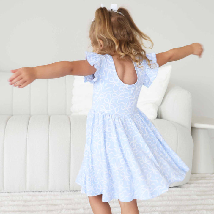 ruffle twirl dress for girls blue-tiful bows 