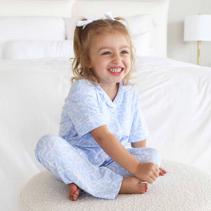 blue-tiful bows flare lounge set for girls 