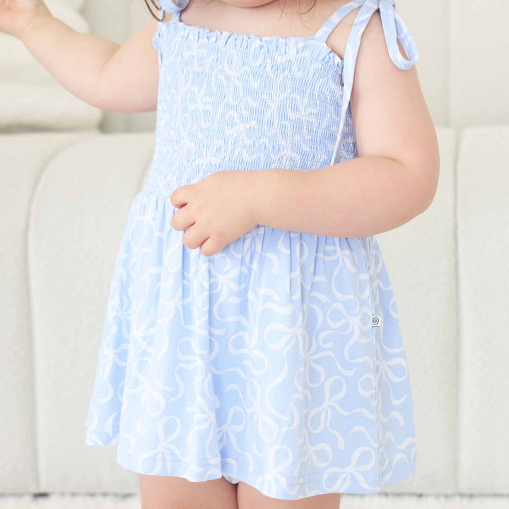 blue-tiful bows smocked bodysuit 