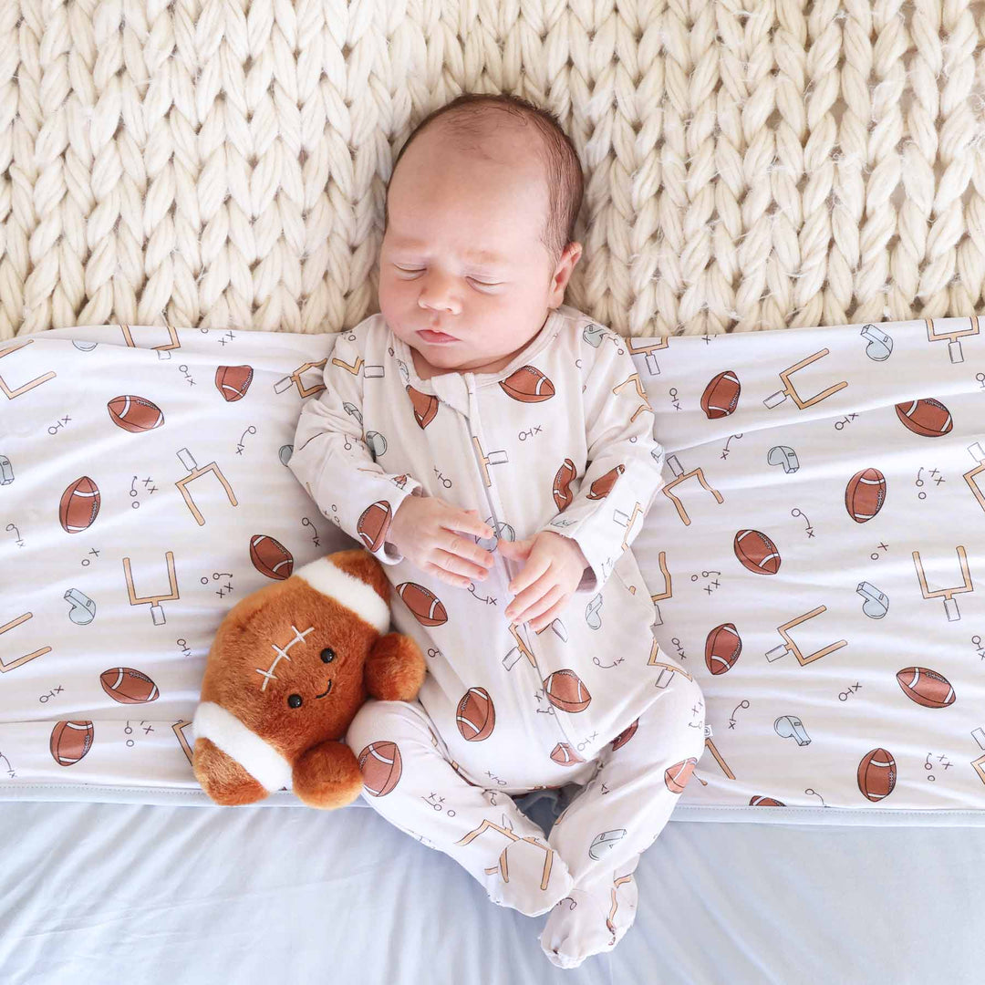 baby zipper footie neutral football