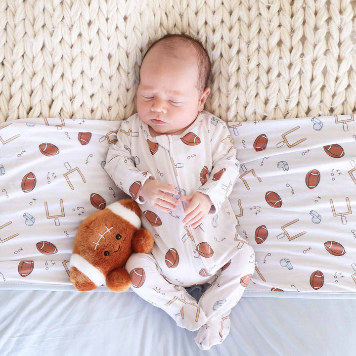 baby zipper footie neutral football