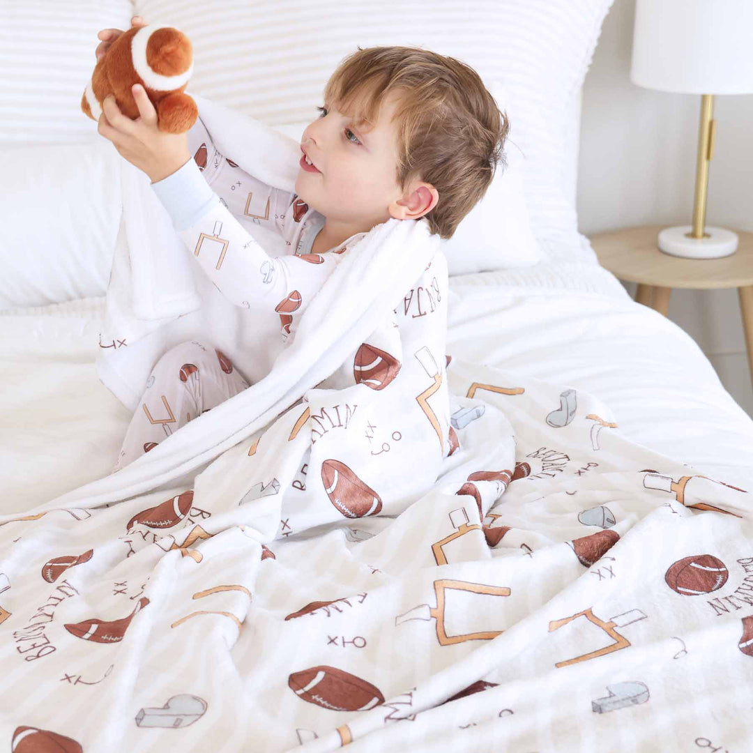 caden lane football personalized blanket for kids
