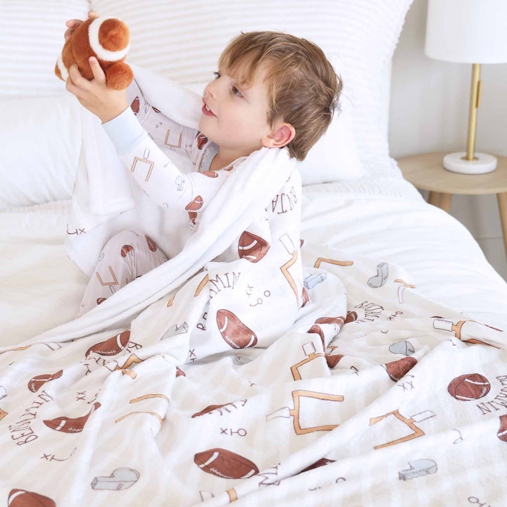 caden lane football personalized blanket for kids