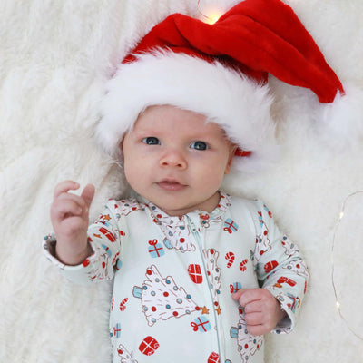 christmas themed footie pajama for baby