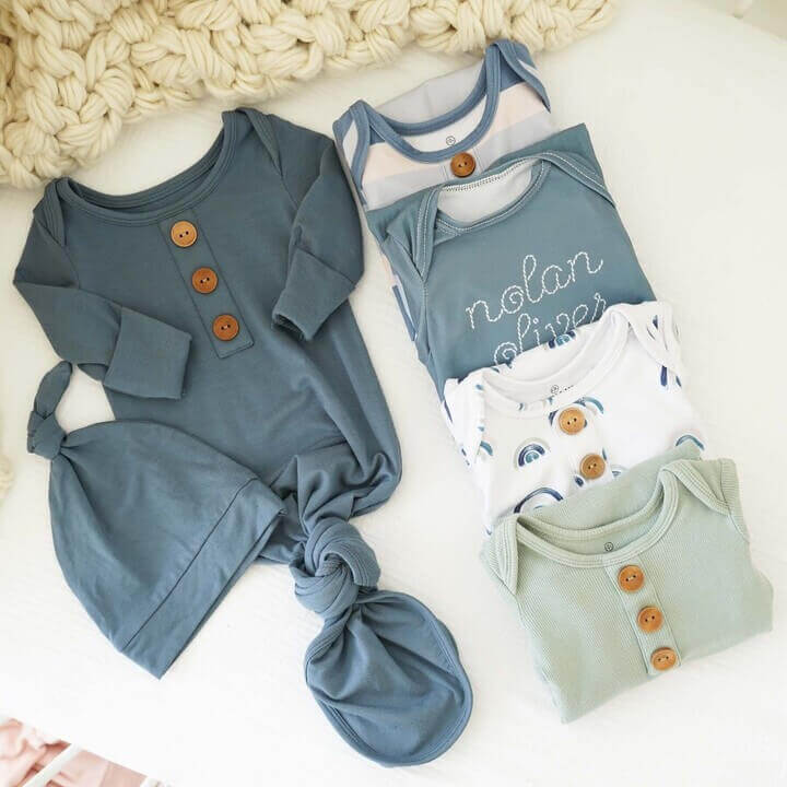 blue and green knot gown bundle for boys