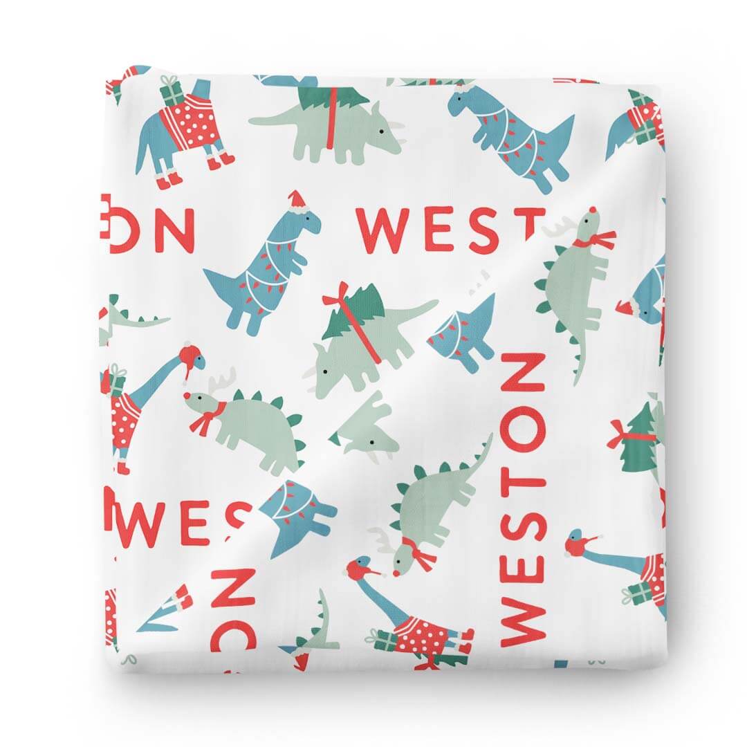 personalized dinosaur swaddle 