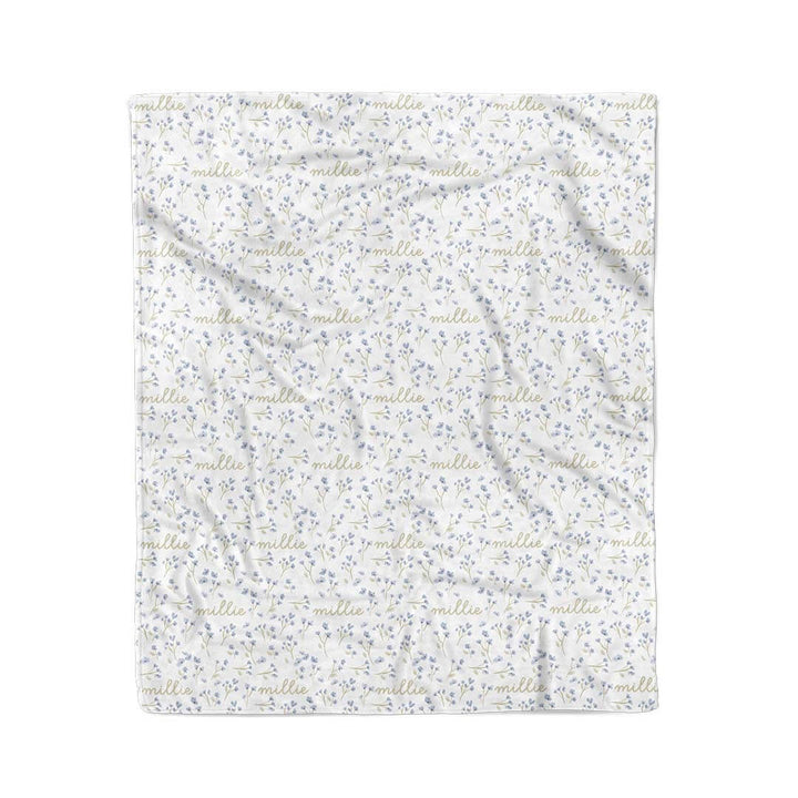 dainty blue floral kids blanket personalized 