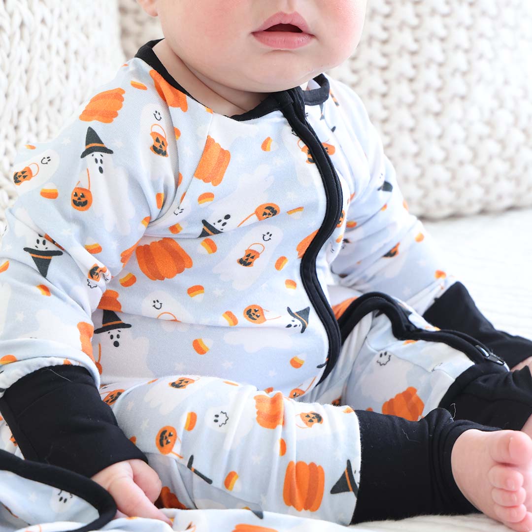 blue halloween baby pajamas