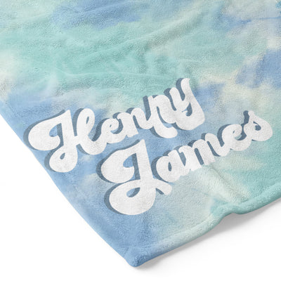 blue and green tie dye blanket personalized 