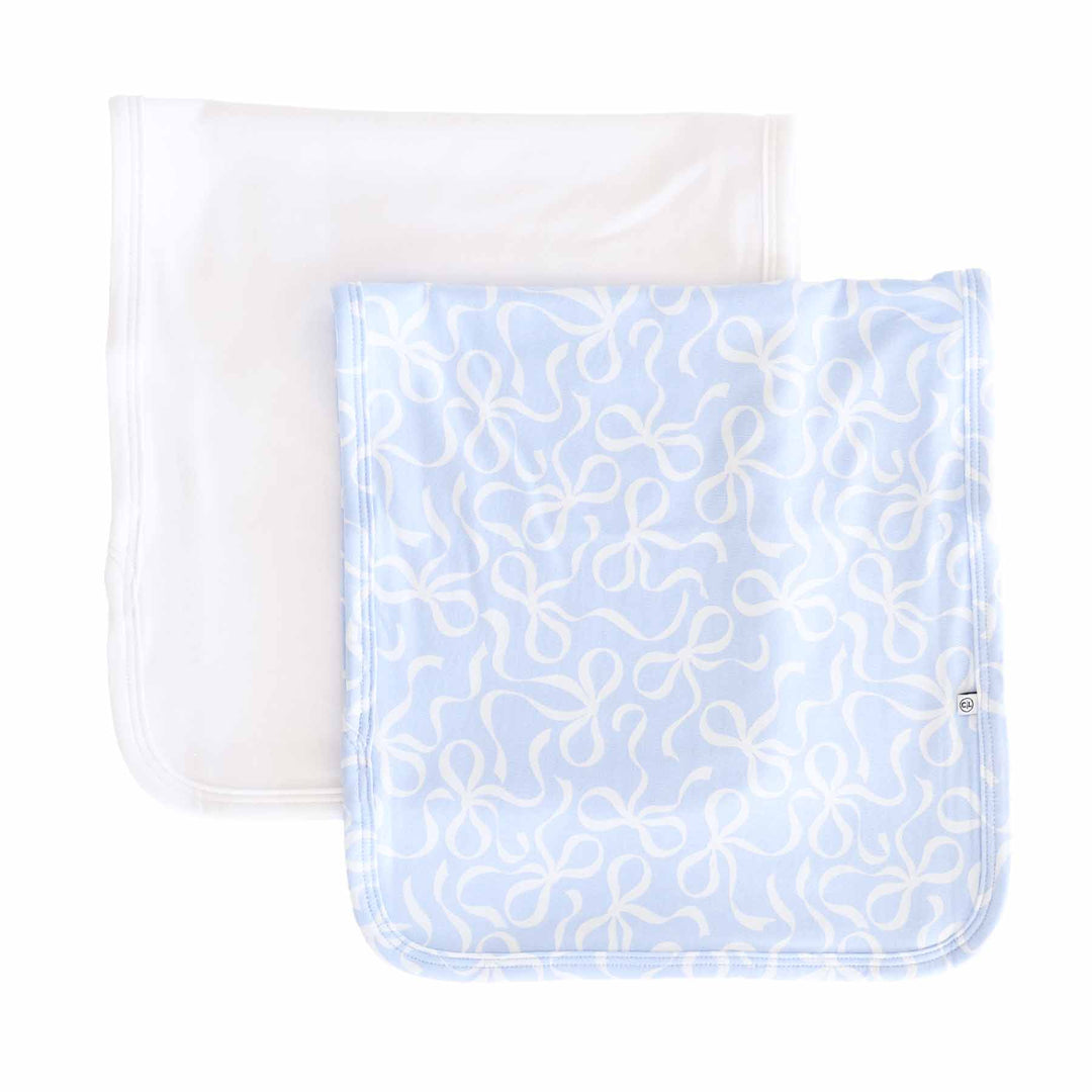 blue-tiful bows 2pc burp cloth set 
