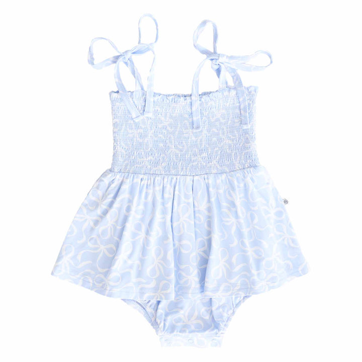 smocked twirl bodysuit for girls blue-tiful bows 