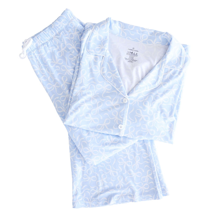 light blue and white bow lounge set for women