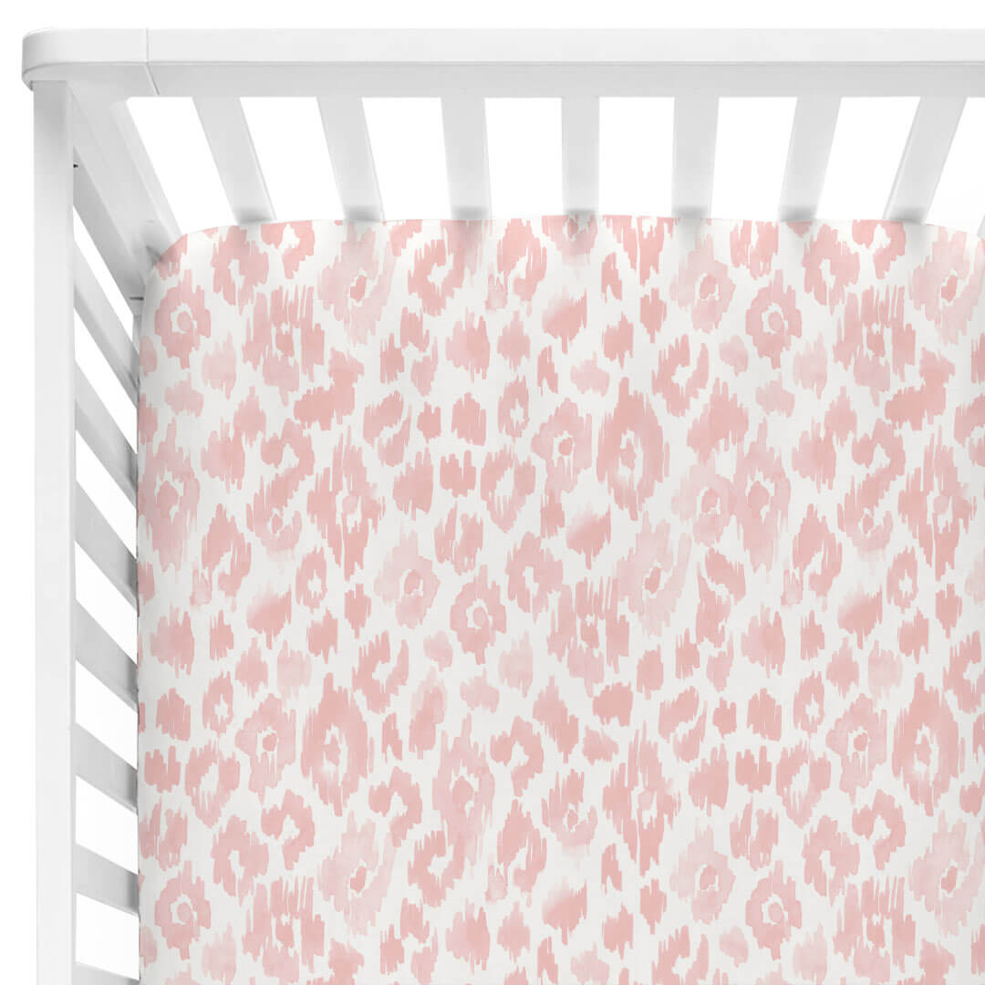 blush leopard crib sheet 