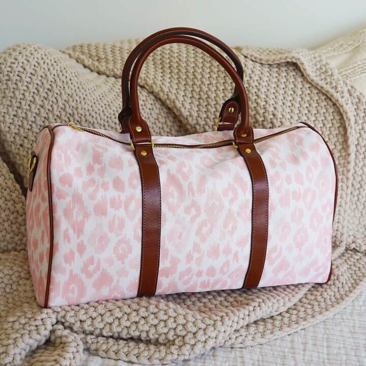 blush leopard overnight bag 