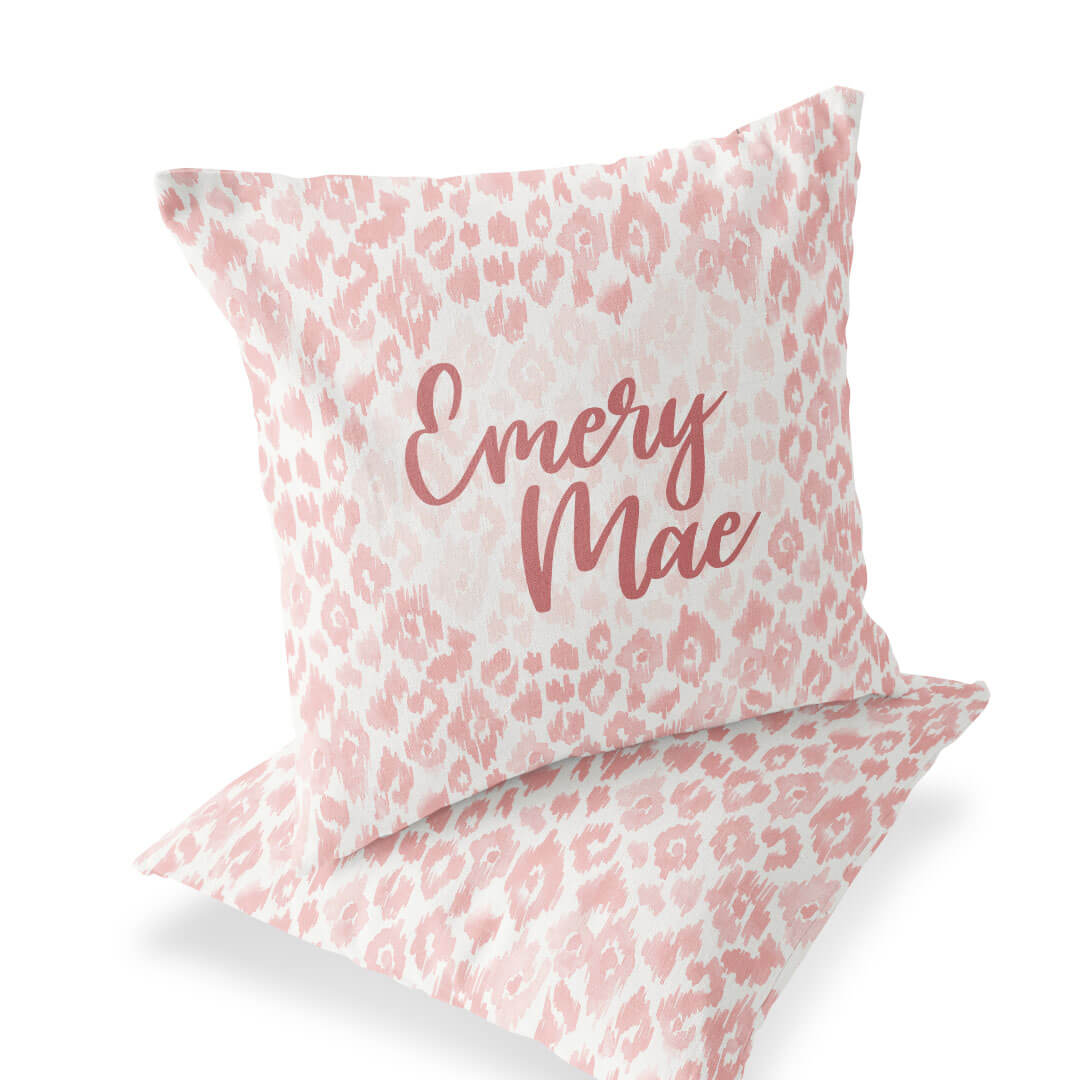 blush leopard personalized accent pillow 