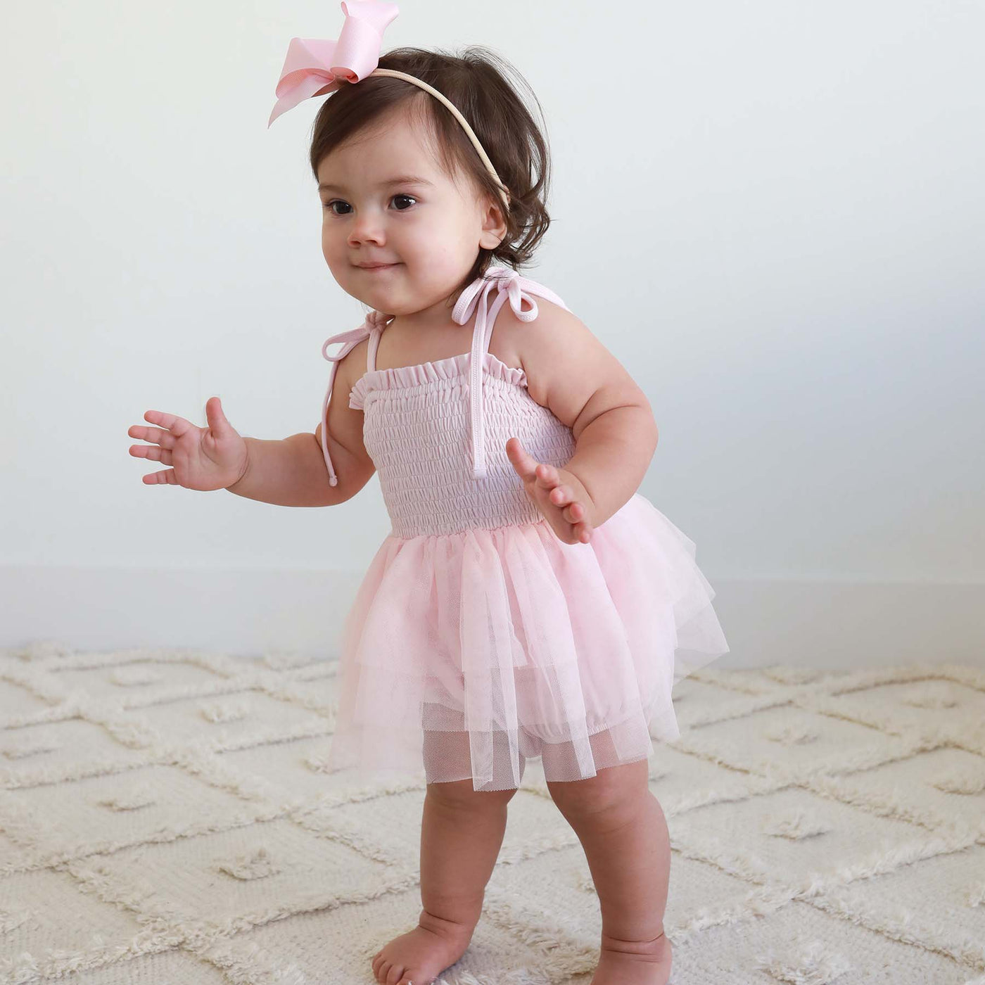 pink tutu bodysuit smocked for babies and toddlers 