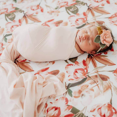 solid blush bamboo knit swaddle blanket 