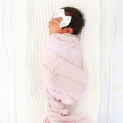 pink personalized swaddle blanket