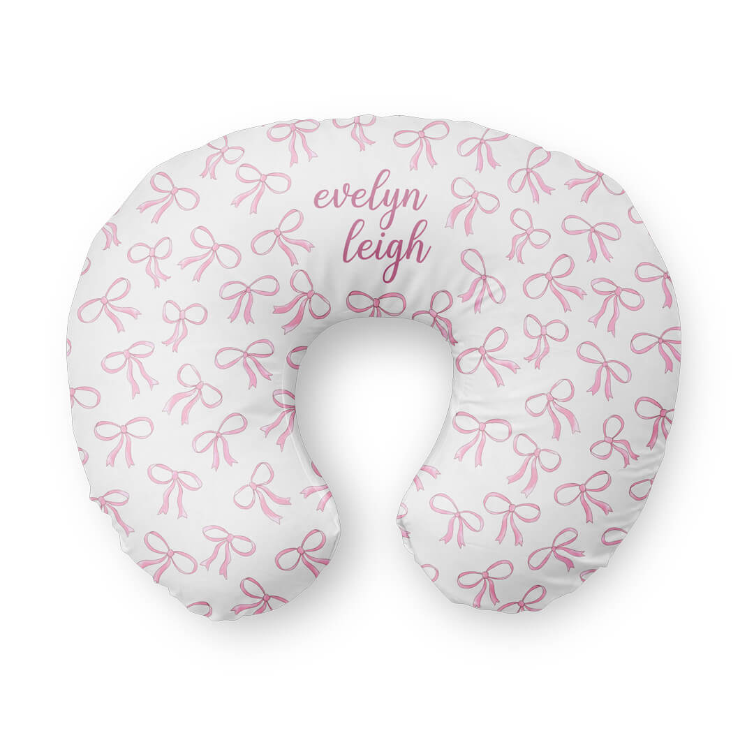 blushing bow personalized nursing pillow cover