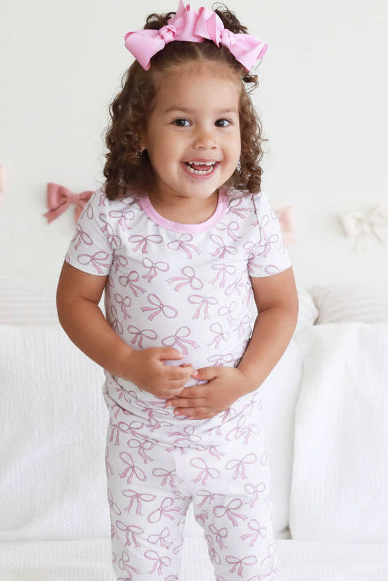Blushing Bows Two Piece Pajama Set