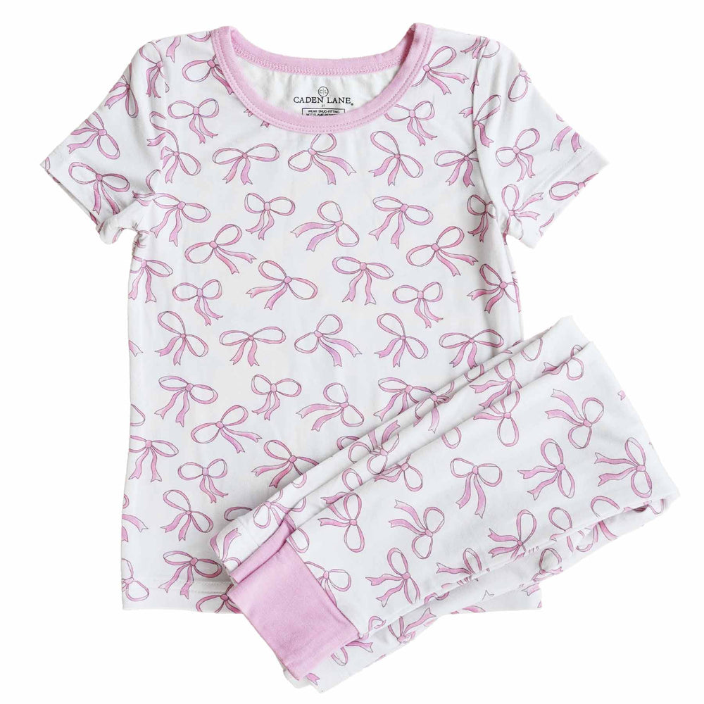 girls bamboo pajama set with bows