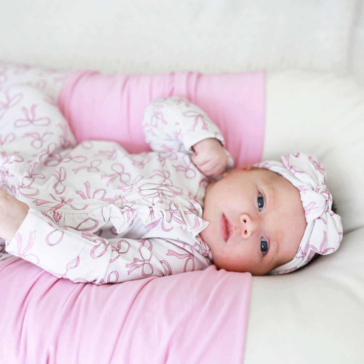 blushing bows footie pajamas for babies 