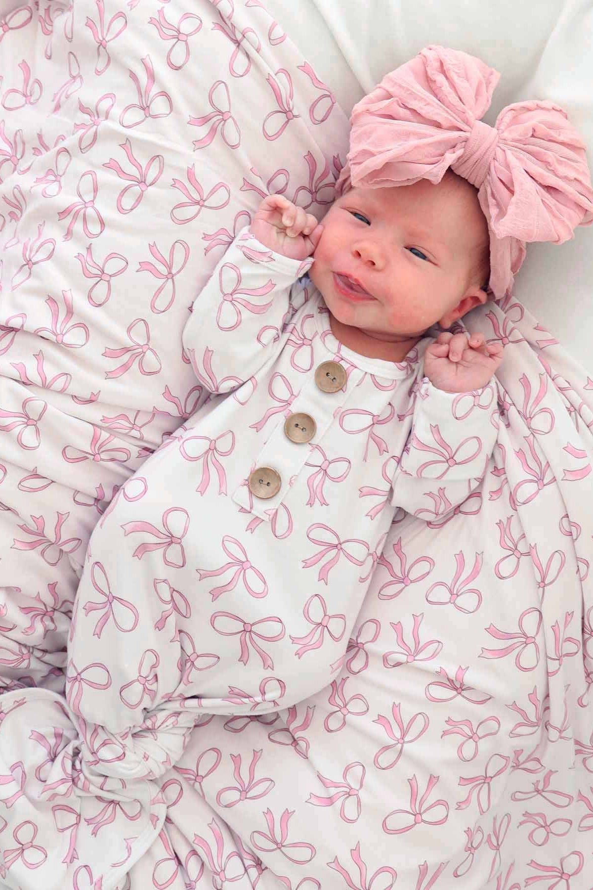 pink bows pajama print