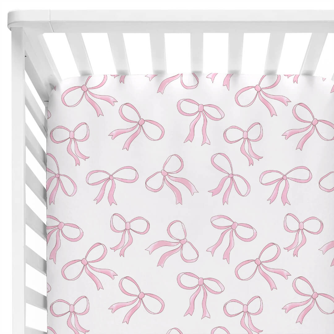 pink bow crib sheet