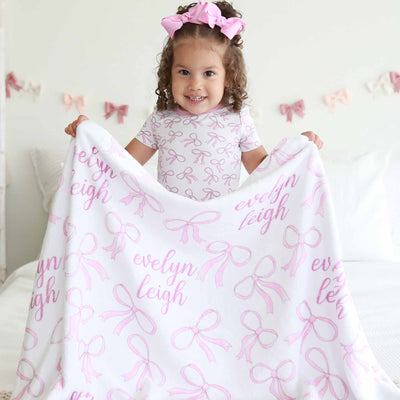 bow personalized blanket for kids 