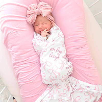 bow personalized blanket for baby girls 