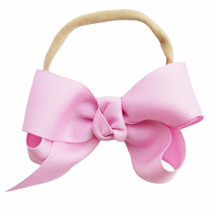 blushing pink ribbon bow headband 