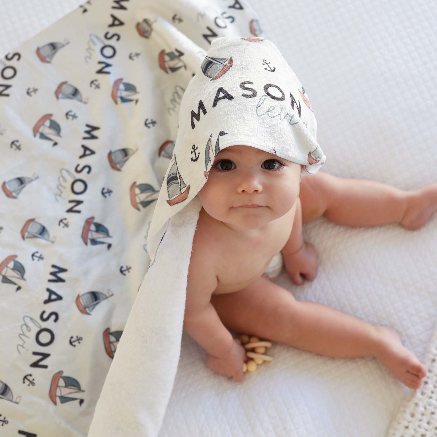 boat personalized hooded towel 