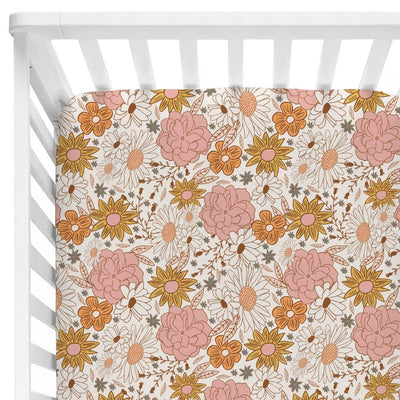 boho floral crib sheet 