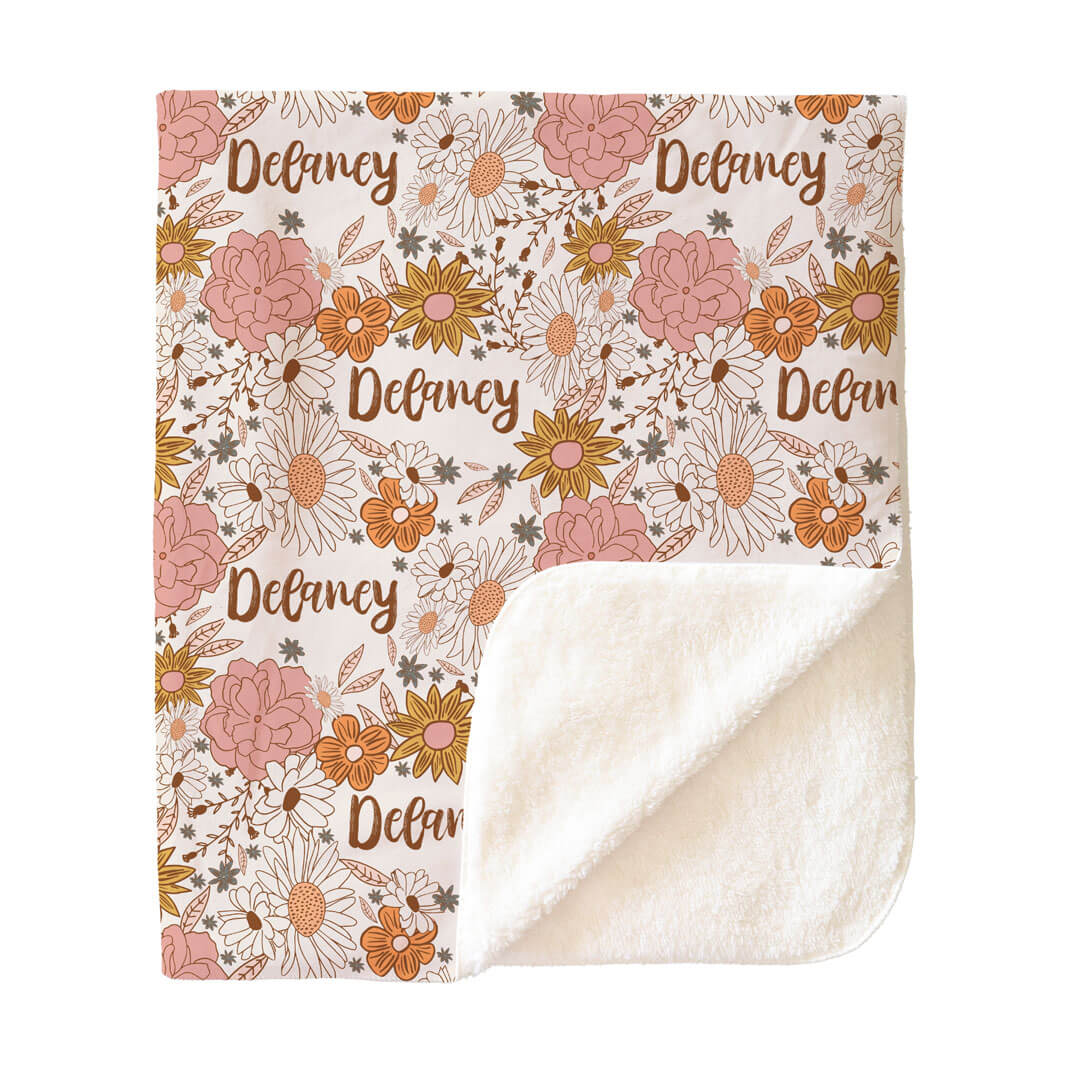 Boho Floral Personalized Kids Blanket