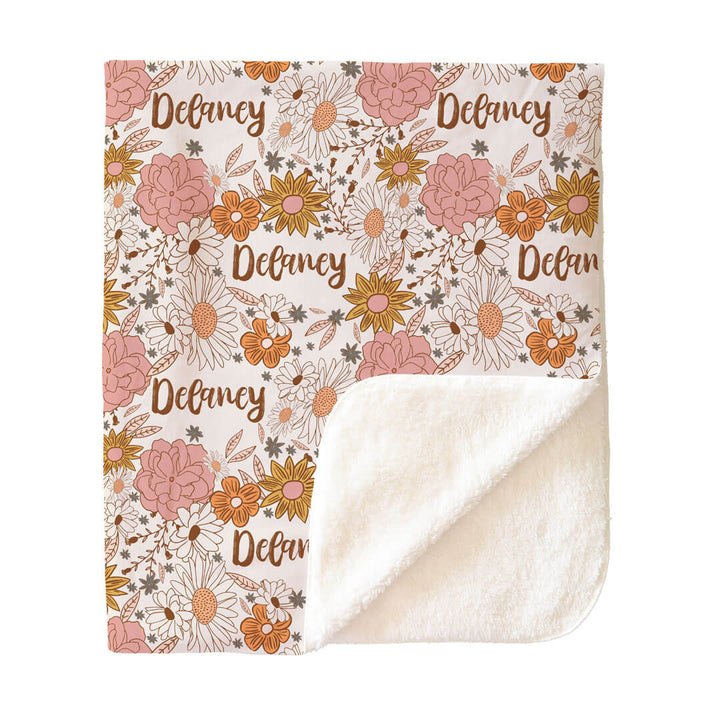 Boho Floral Personalized Kids Blanket
