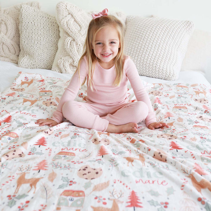 christmas personalized blanket for girls with name 