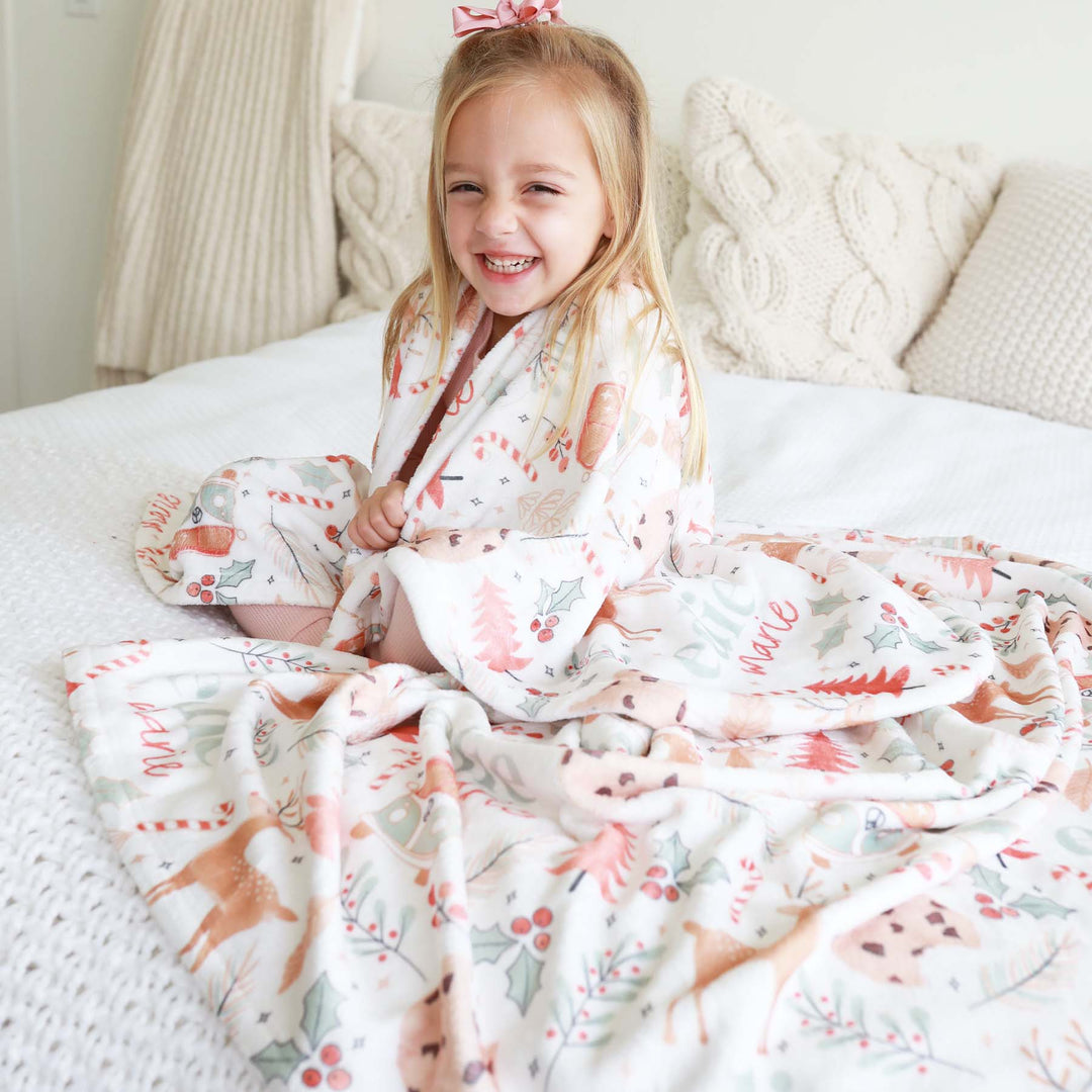 boho christmas personalized blanket for girls