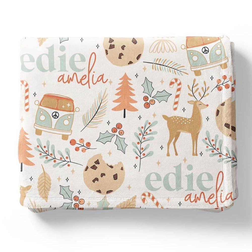 boho christmas personalized kids blanket 