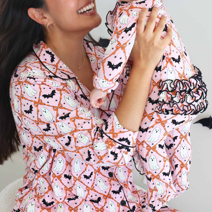 women's girly halloween long sleeve lounge set for moms