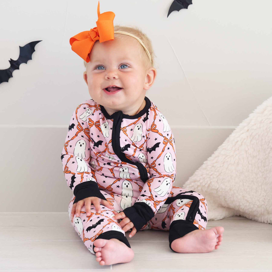 pumpkin orange ribbon bow headband 