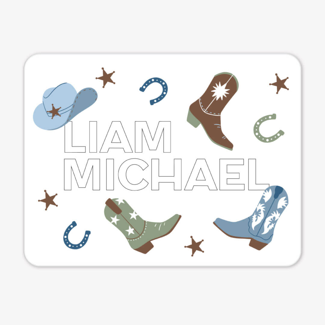 cowboy boot personalized whiteboard for kids 