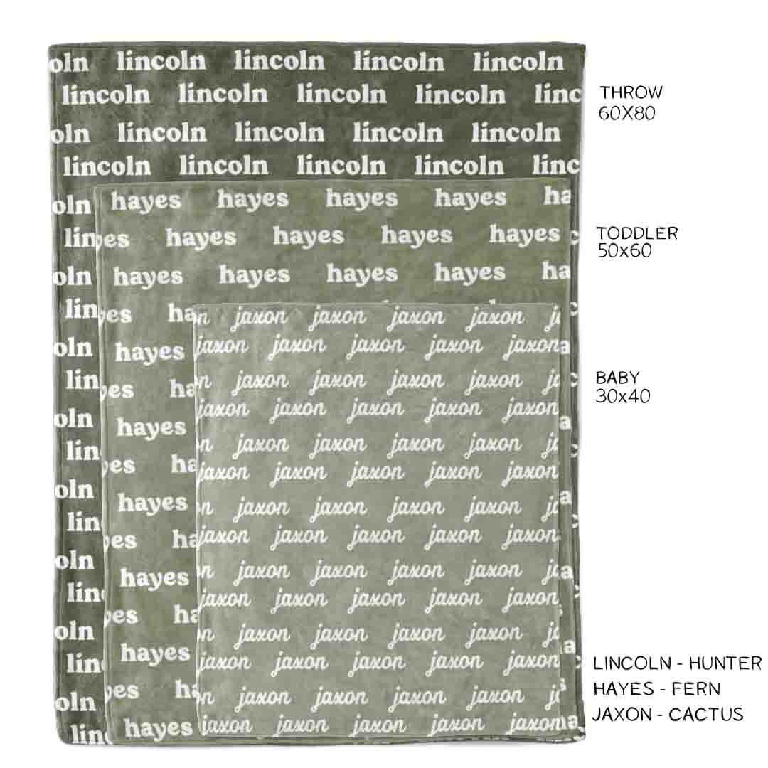name blanket size chart 